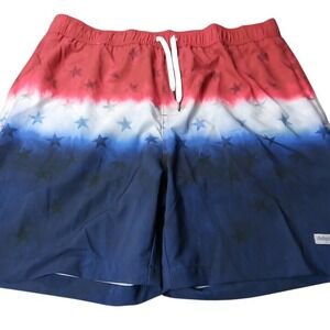 Trunks Surf & Swim Co Mens XXL Patriotic Stars‎ Ombre Swim Trunks Red White Blue